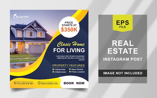 Real Estate House Instagram Post Square Banner Template