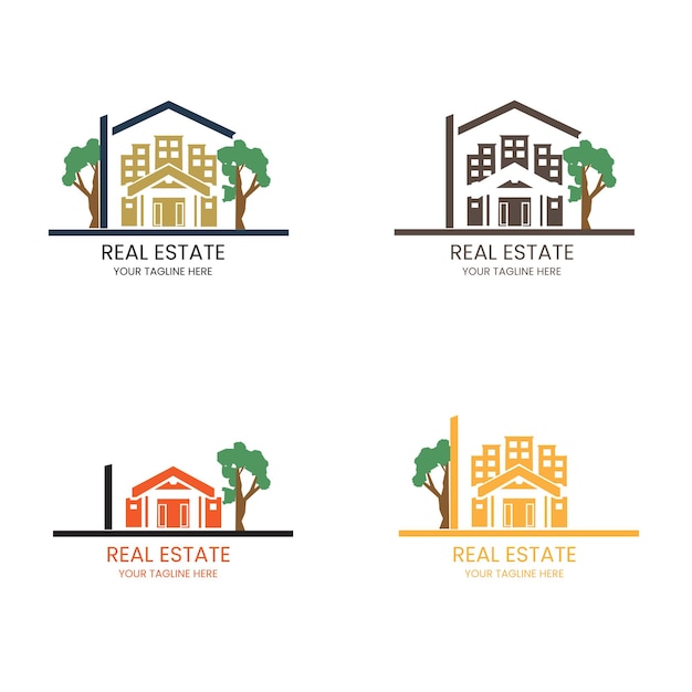 real estate house logo template design for brand or company