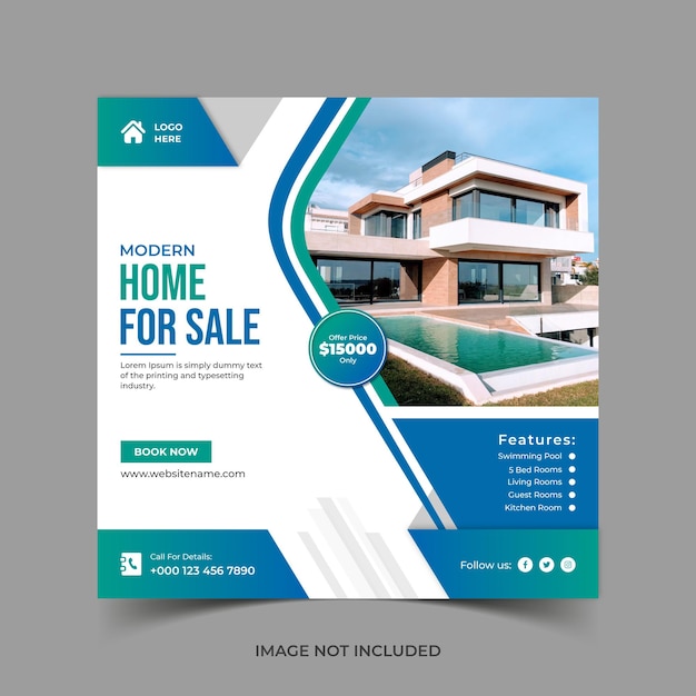 Real estate house promotional social media post or instagram banner template