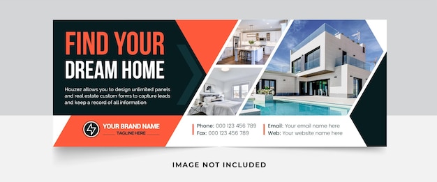 Real estate house property facebook cover banner template Premium Vector