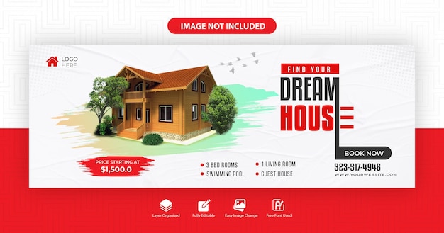 Vector real estate house property facebook cover banner template