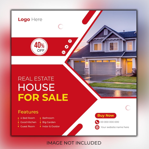 Real estate house property Instagram post design or modern social media banner template