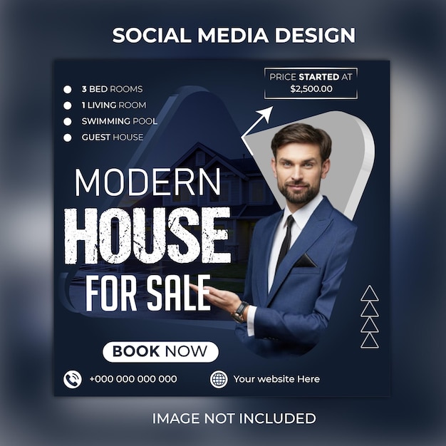 Real estate house property Instagram post design or modern social media banner template