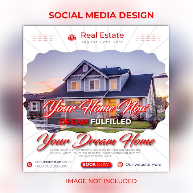 Real estate house property Instagram post design or modern social media banner template