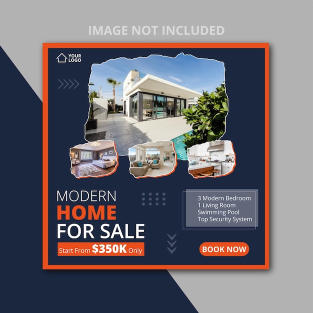 Real estate house property Instagram post Social media banner or square web banner template