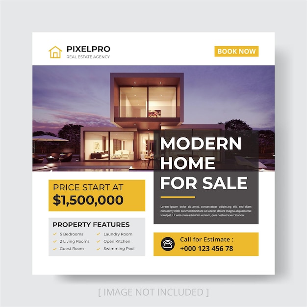 Real estate house property instagram post or social media banner template