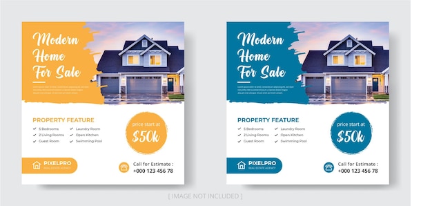 Real estate house property instagram post or social media banner template