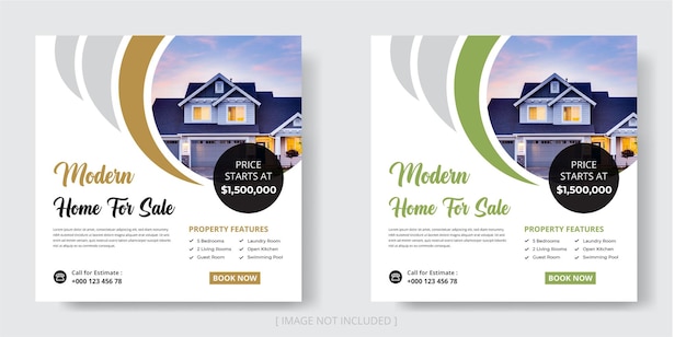 Real estate house property instagram post or social media banner template