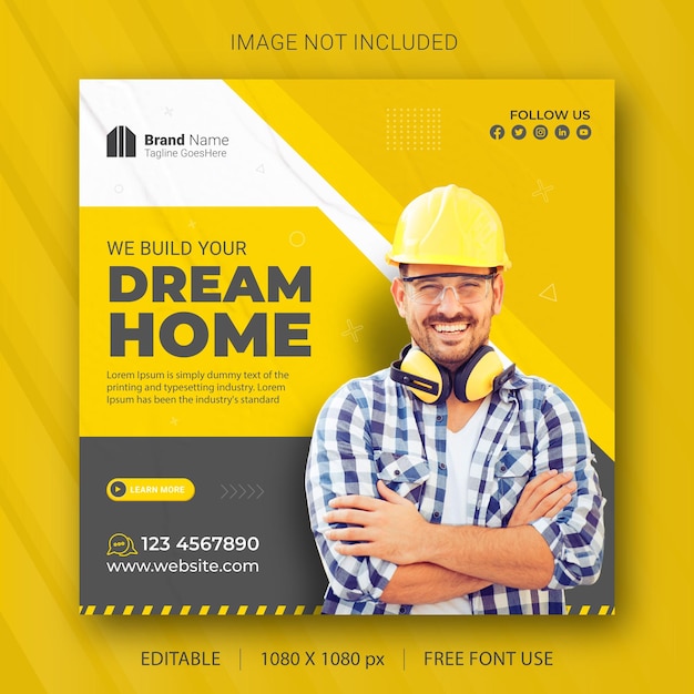 Real estate house property instagram post or social media banner template