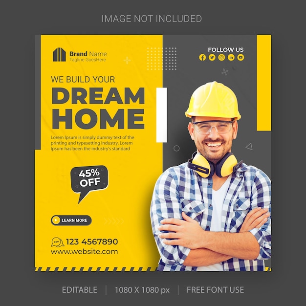 Real estate house property instagram post or social media banner template