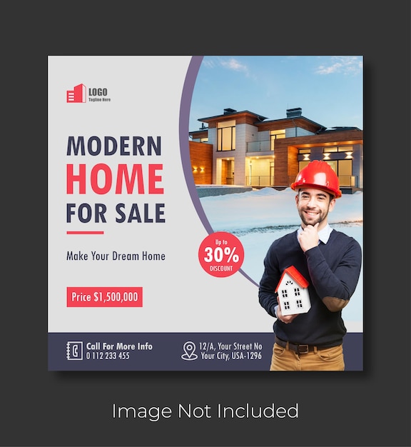 Real estate house property instagram post or social media banner template