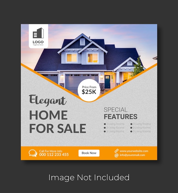 Real estate house property instagram post or social media banner template