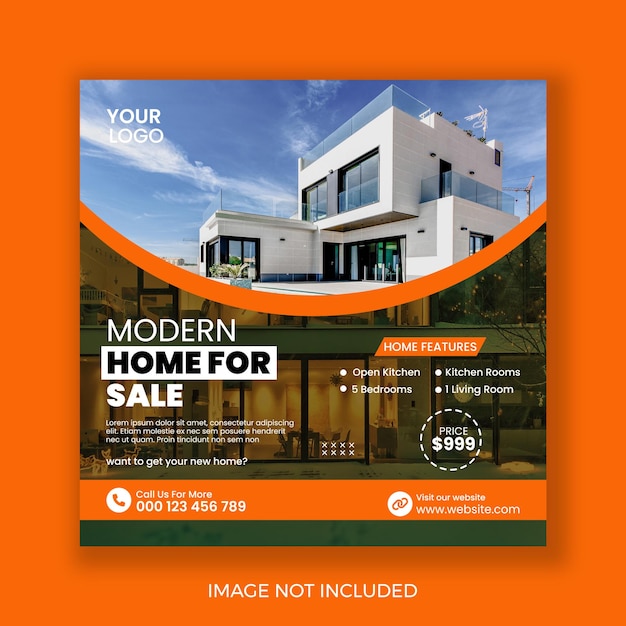 Real estate house property instagram post or social media banner template