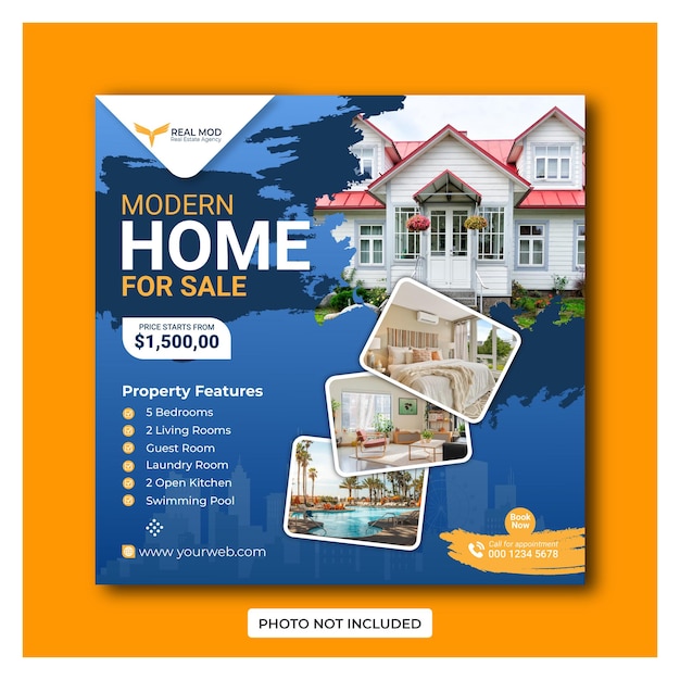 Real estate house property instagram post or social media banner template