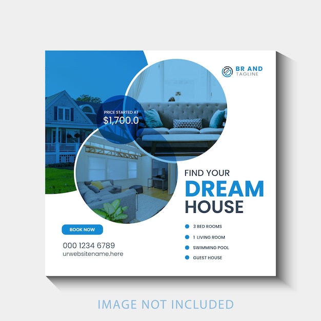 real estate house property instagram post or social media banner template