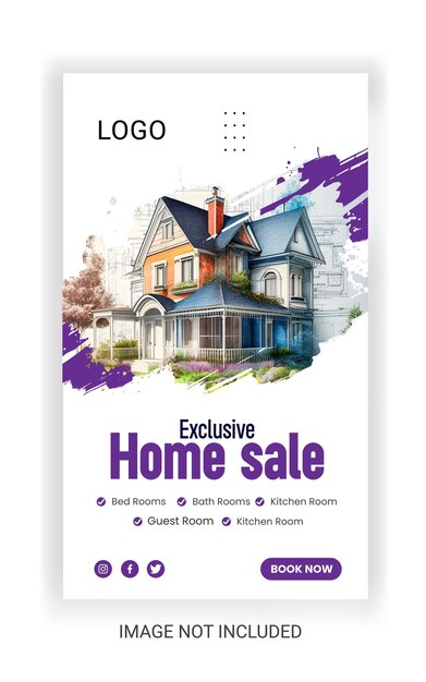 Vector real estate house property instagram post or social media banner