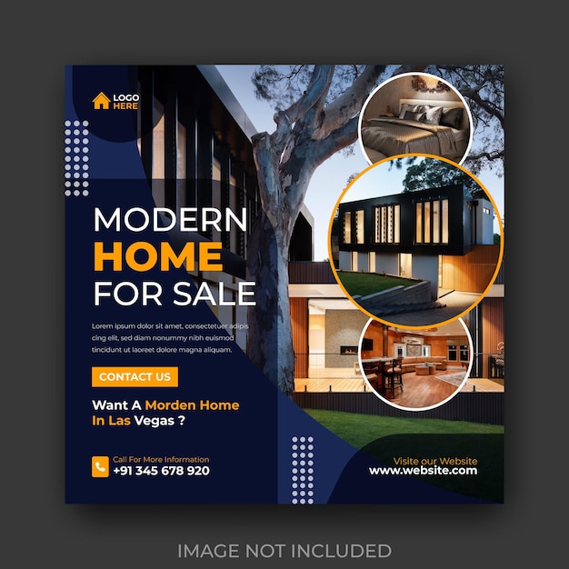 Real estate house property instagram post or social media banner