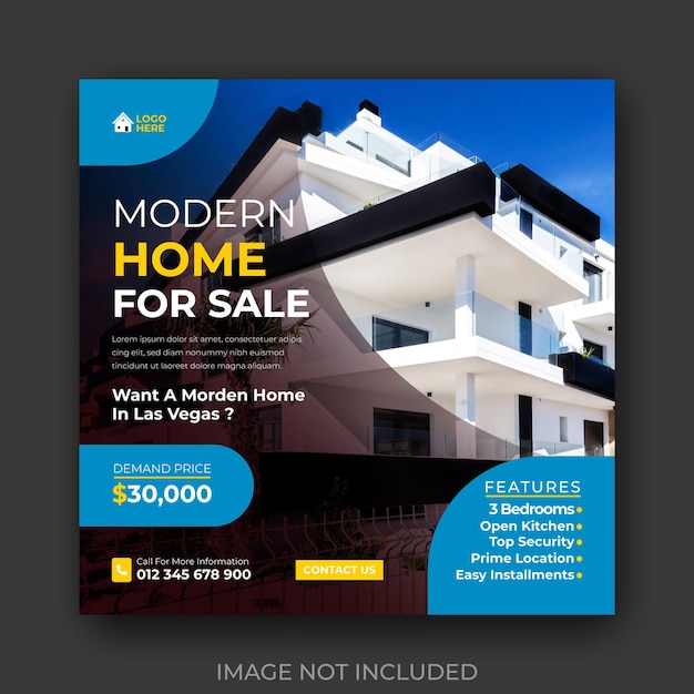 Real estate house property instagram post or social media banner