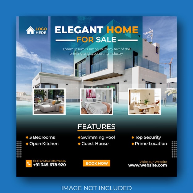 Real estate house property instagram post or social media banner