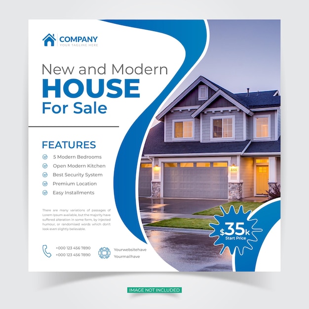 Real estate house property Instagram post or square social web banner template Free Vector