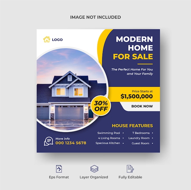 Real estate house property instagram post or square web banner advertising template Premium Vector