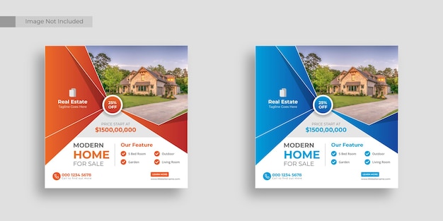 Real estate house property instagram post or square web banner template