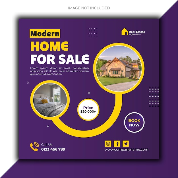 Real estate house property instagram post or square web banner template