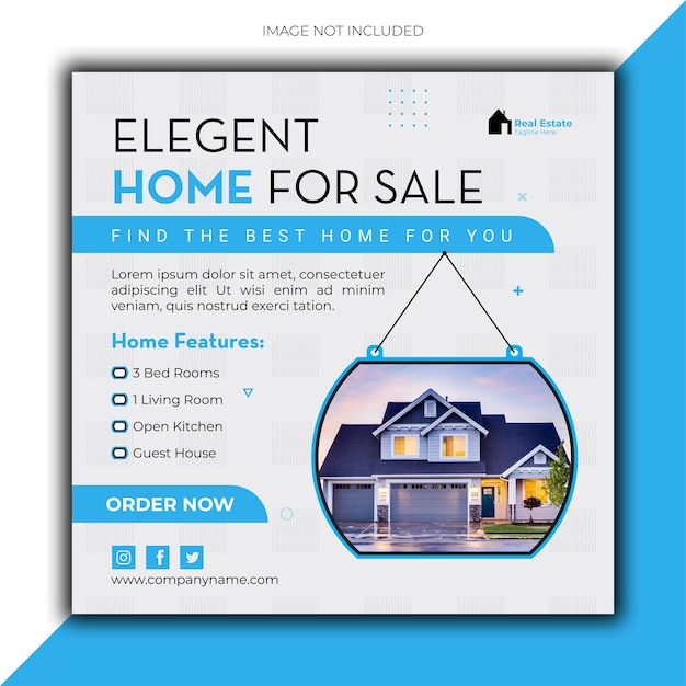 Real estate house property instagram post or square web banner template