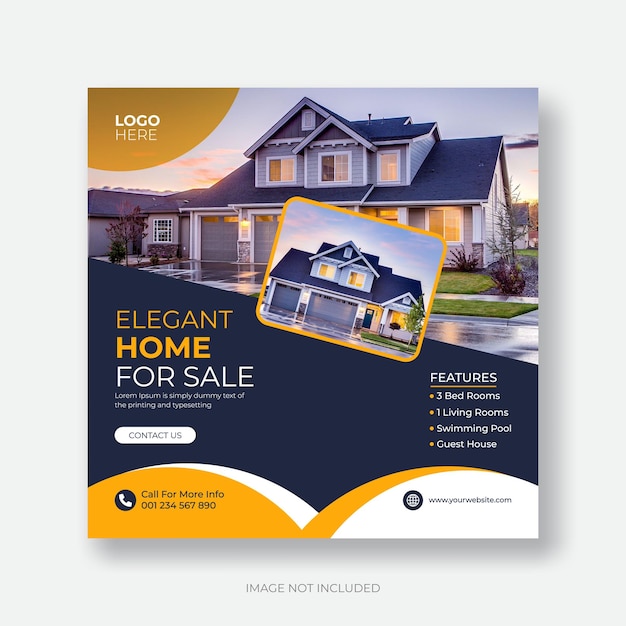 Real estate house property instagram post or square web banner template