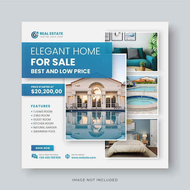 Real estate house property instagram post or web banner