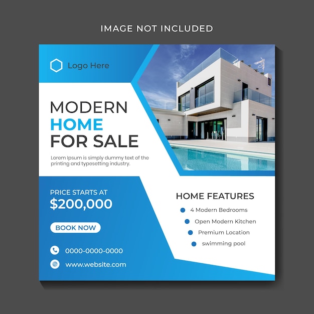 Real estate house property post or social media banner template