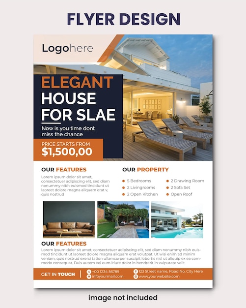 Real estate house property sale flyer brochure design bundle Vector template for rent