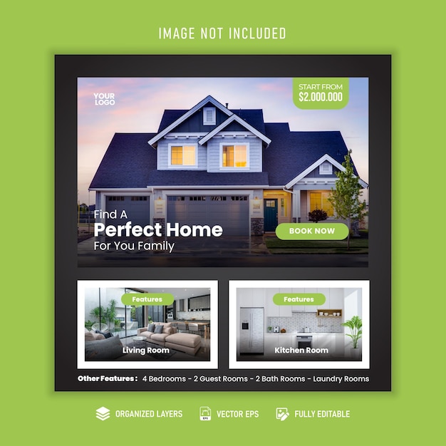 Real estate house property social media post banner template Premium Vector