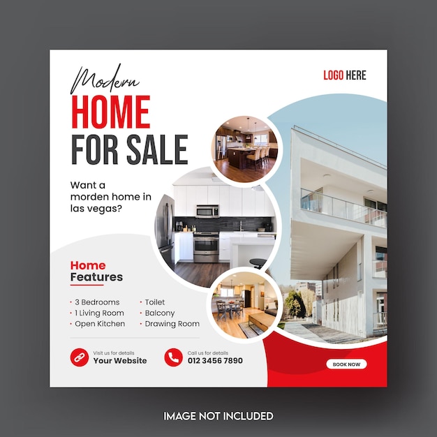 Real estate house property social media post and square banner template