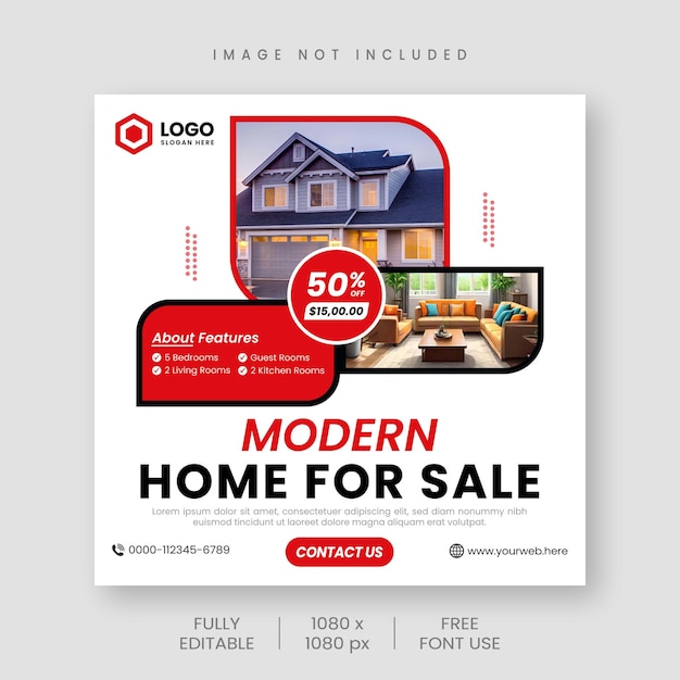 Vector real estate house property social media post and web banner template design