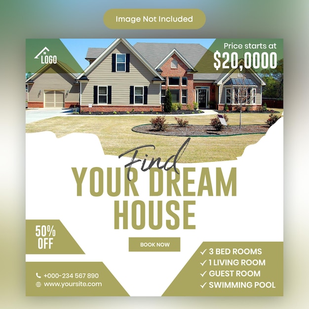 Real estate house property square social media post template