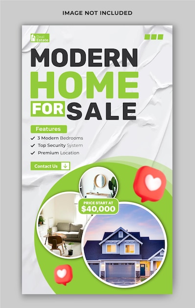 Real estate house sale ads story template design