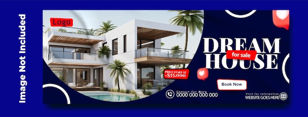 Real estate house sale cover banner template design