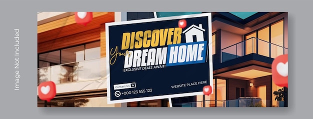 Real estate house sale cover banner template design