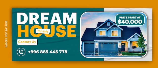 Real estate house sale cover template design