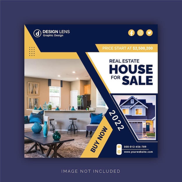 Real Estate House For Sale Elegant Home Unique Concept Social Media Post Instagram Banner Template