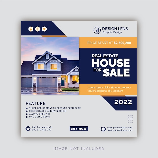 Real Estate House For Sale Elegant Home Unique Concept Social Media Post Instagram Banner Template