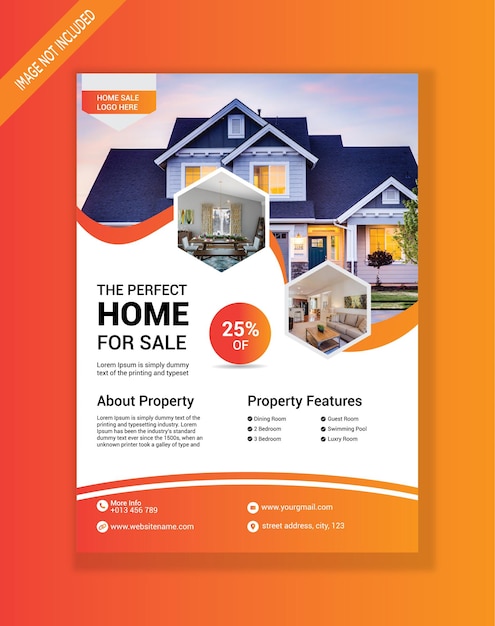 Real estate house sale flyer design Premium Vector