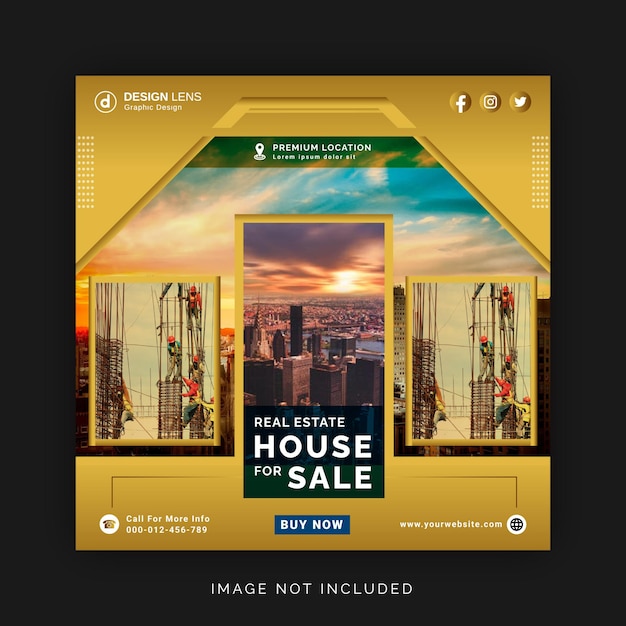 Real Estate House For Sale Instagram Ad Social Media Banner Template