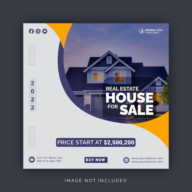 Real Estate House For Sale Instagram Banner Ad Concept Social Media Post Template   