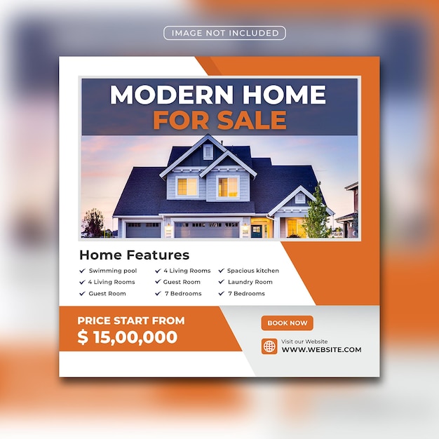 Real estate house sale promotional social media banner or Instagram post template