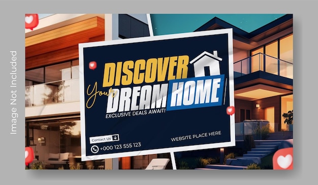 Real estate house sale promotional web banner template design