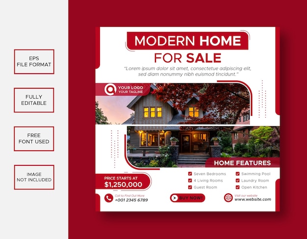 Real estate house sale social media banner or Instagram post template