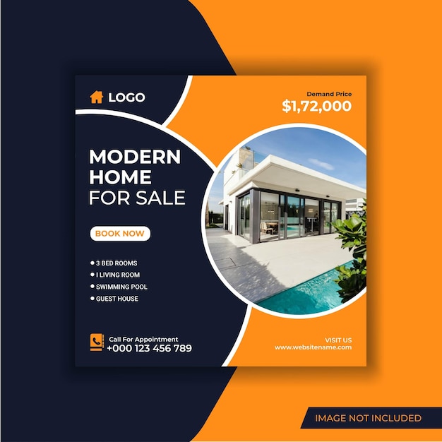 Real estate house sale social media banner or instagram post template