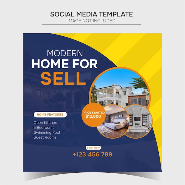 Real estate house sale social media banner or Instagram post template